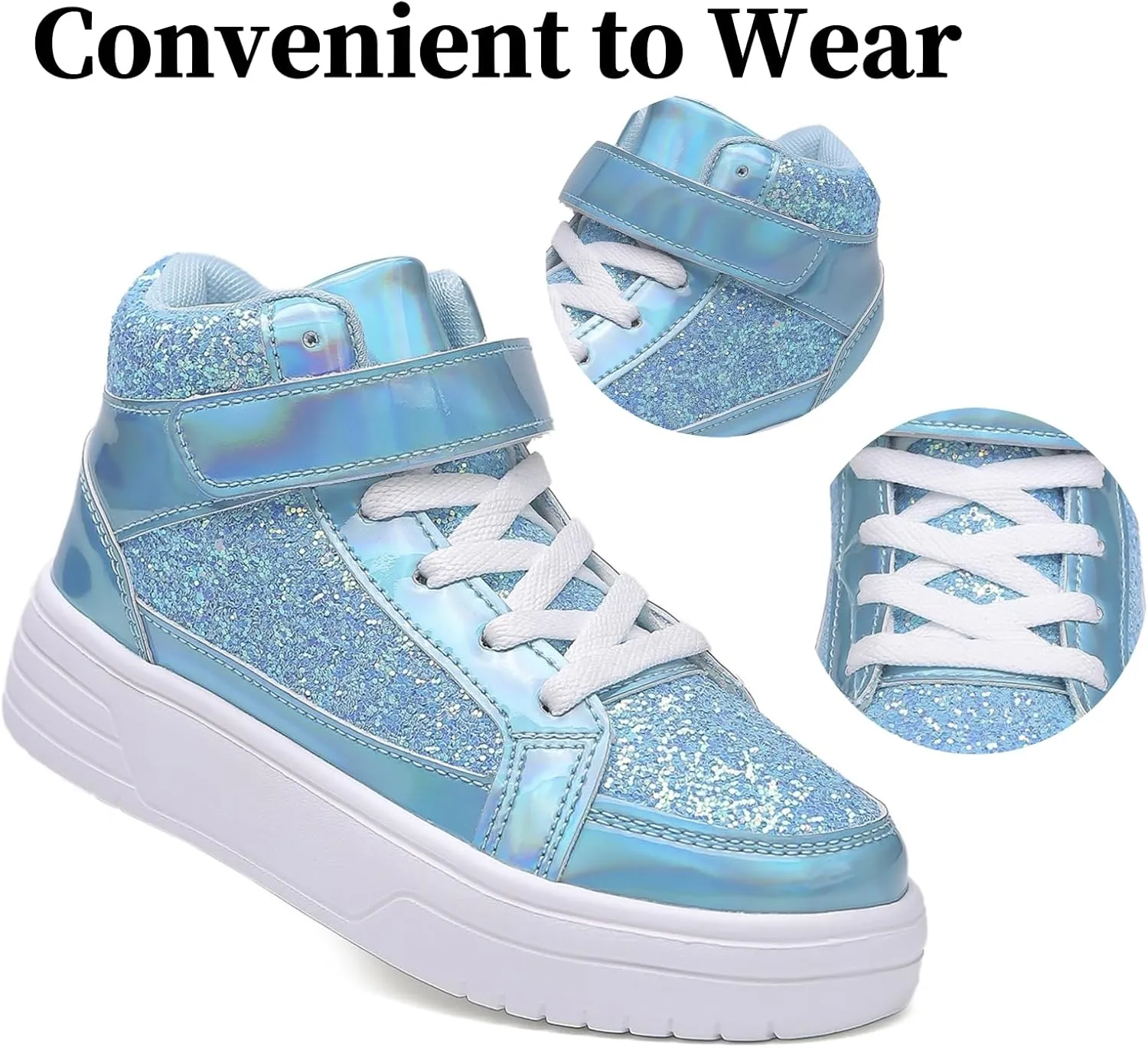 Nihaoya Unisex Kids High Top Sneakers Fashion Glitter Girls Running Shoes Casual Athletic Party Toddler Boys Tennis Shoes