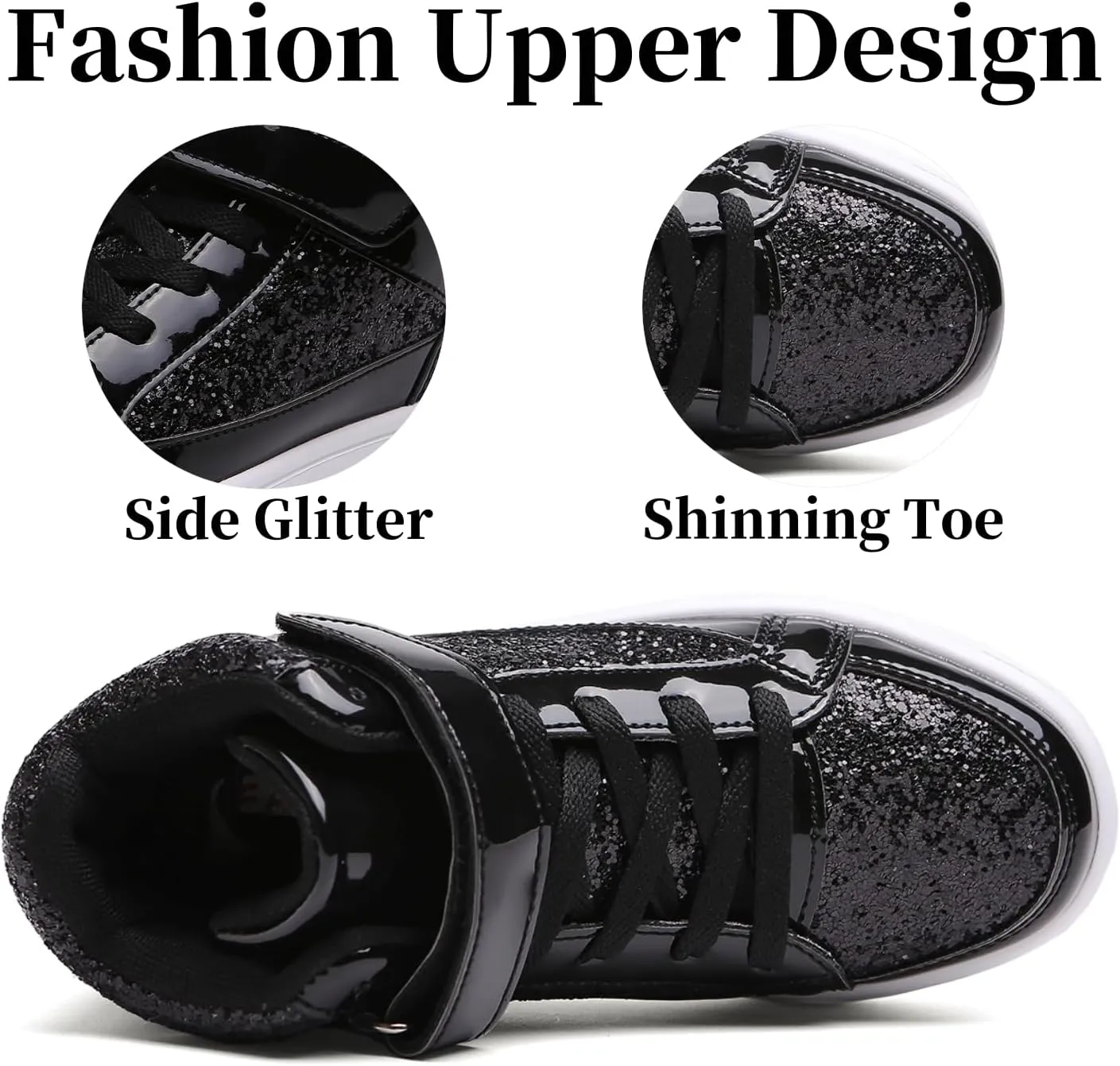 Nihaoya Unisex Kids High Top Sneakers Fashion Glitter Girls Running Shoes Casual Athletic Party Toddler Boys Tennis Shoes