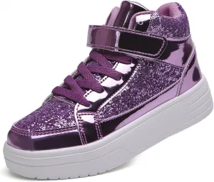 Nihaoya Unisex Kids High Top Sneakers Fashion Glitter Girls Running Shoes Casual Athletic Party Toddler Boys Tennis Shoes