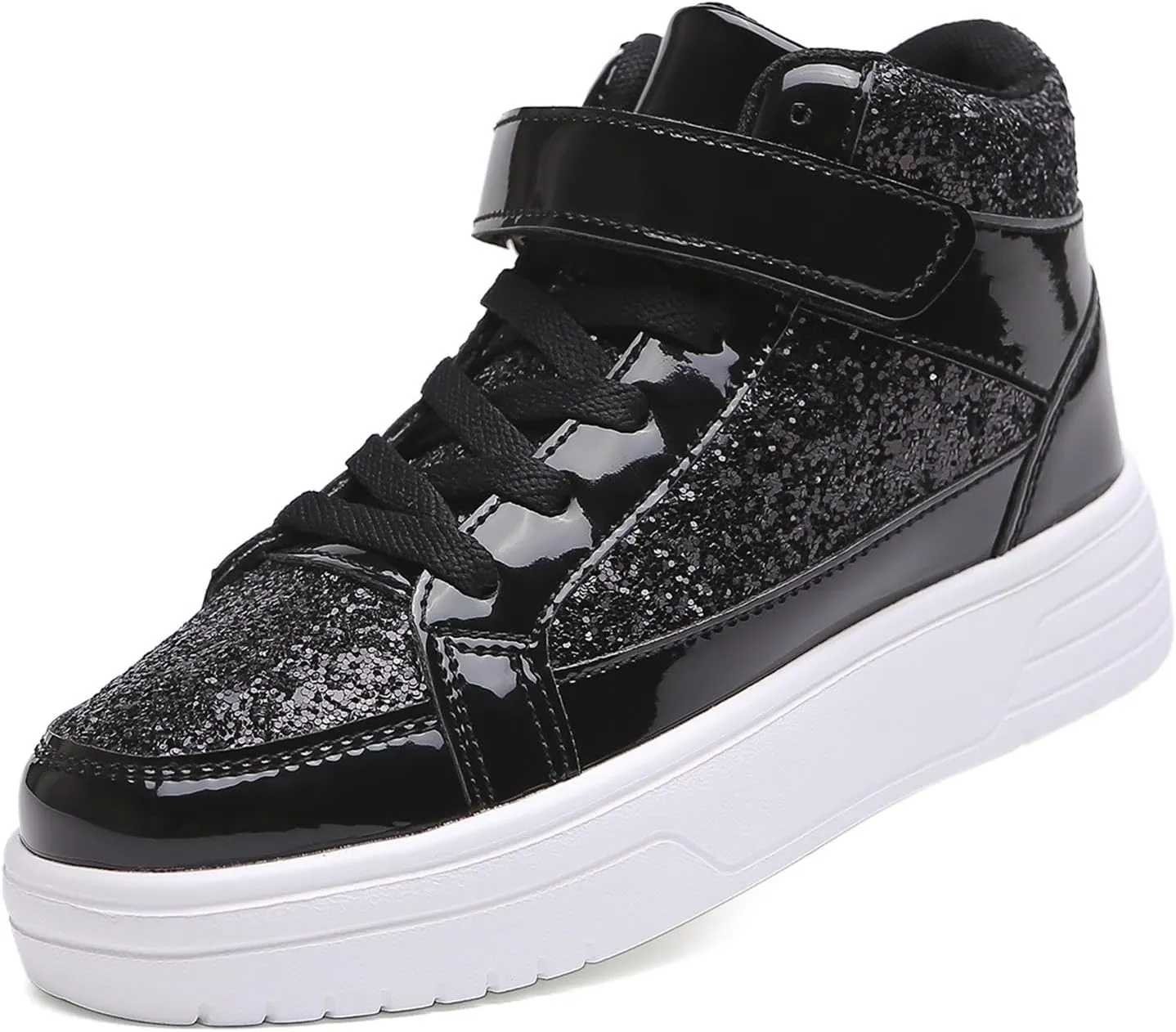 Nihaoya Unisex Kids High Top Sneakers Fashion Glitter Girls Running Shoes Casual Athletic Party Toddler Boys Tennis Shoes