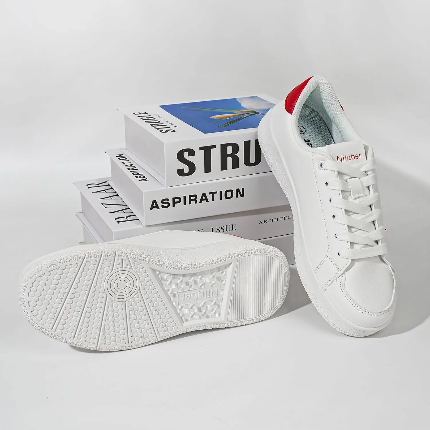 Niluber Star Sneakers for Women Low Top Comfortable Cushioned White Gold Sliver Leopard Platform Sneakers Lace Up Red Glitter Platform Party Shoes