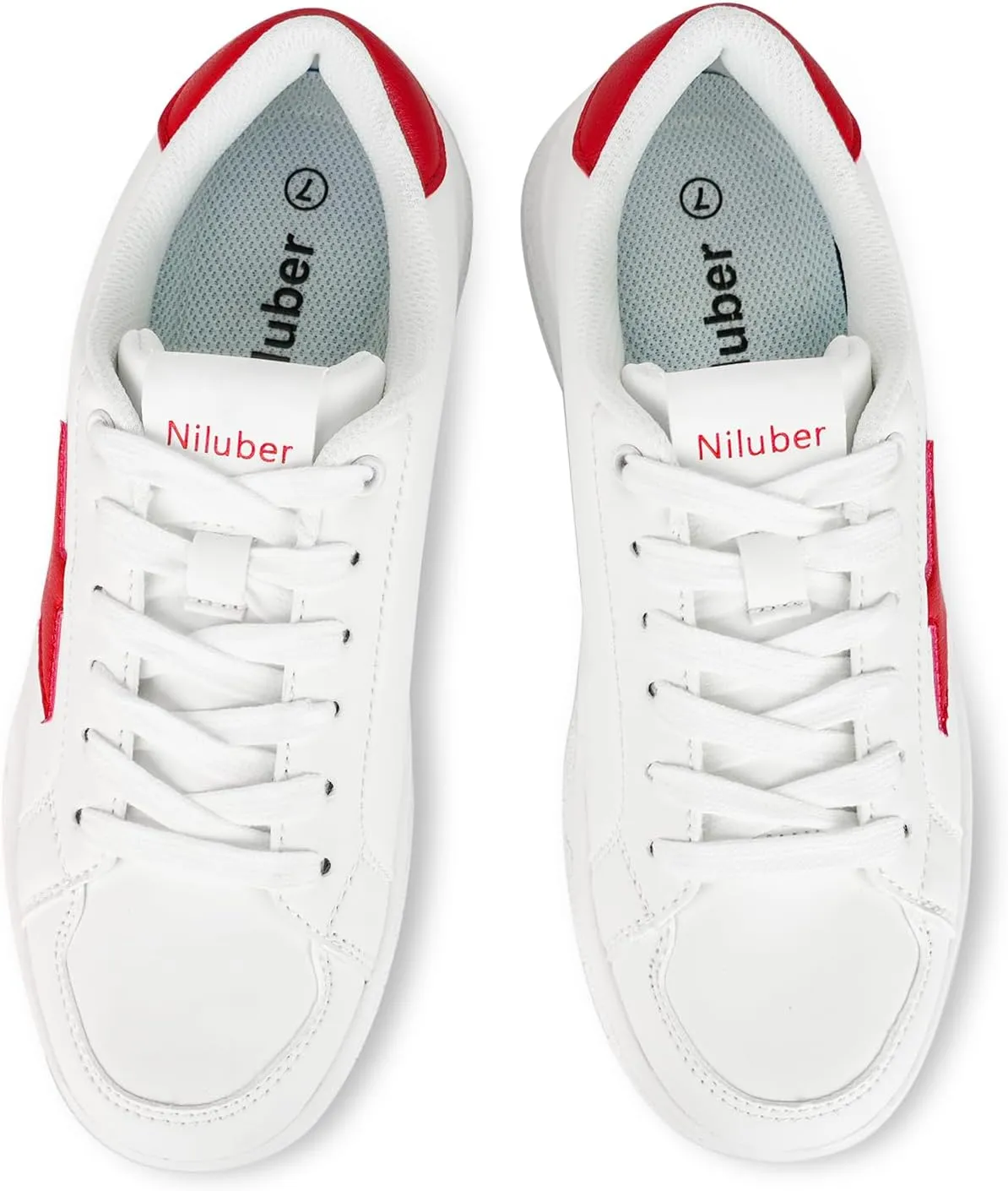 Niluber Star Sneakers for Women Low Top Comfortable Cushioned White Gold Sliver Leopard Platform Sneakers Lace Up Red Glitter Platform Party Shoes
