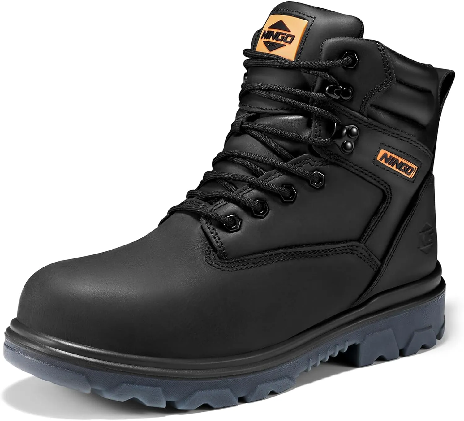 NINGO Work Boots for Men, Steel Toe Waterproof Boots with Puncture Proof, Oil & Slip Resistant, Comfortable Mens Construction Boot with EH Protection, Leather Shoes for Industrial