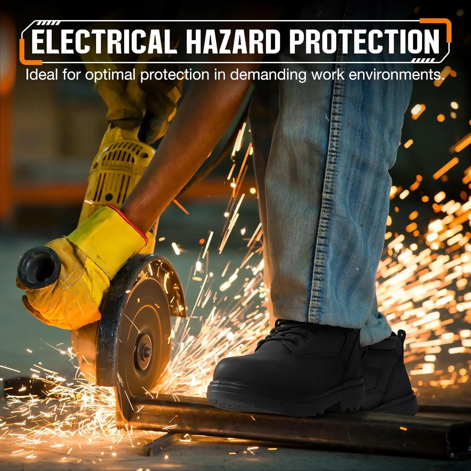 NINGO Work Boots for Men, Steel Toe Waterproof Boots with Puncture Proof, Oil & Slip Resistant, Comfortable Mens Construction Boot with EH Protection, Leather Shoes for Industrial