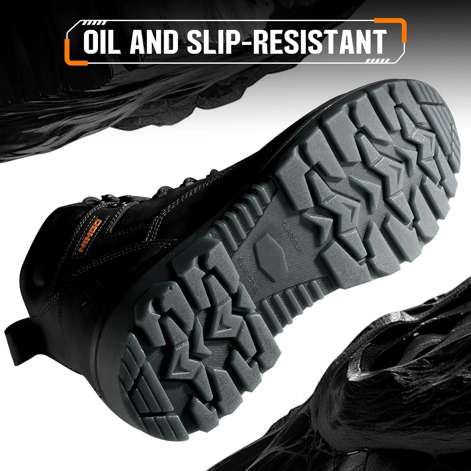 NINGO Work Boots for Men, Steel Toe Waterproof Boots with Puncture Proof, Oil & Slip Resistant, Comfortable Mens Construction Boot with EH Protection, Leather Shoes for Industrial