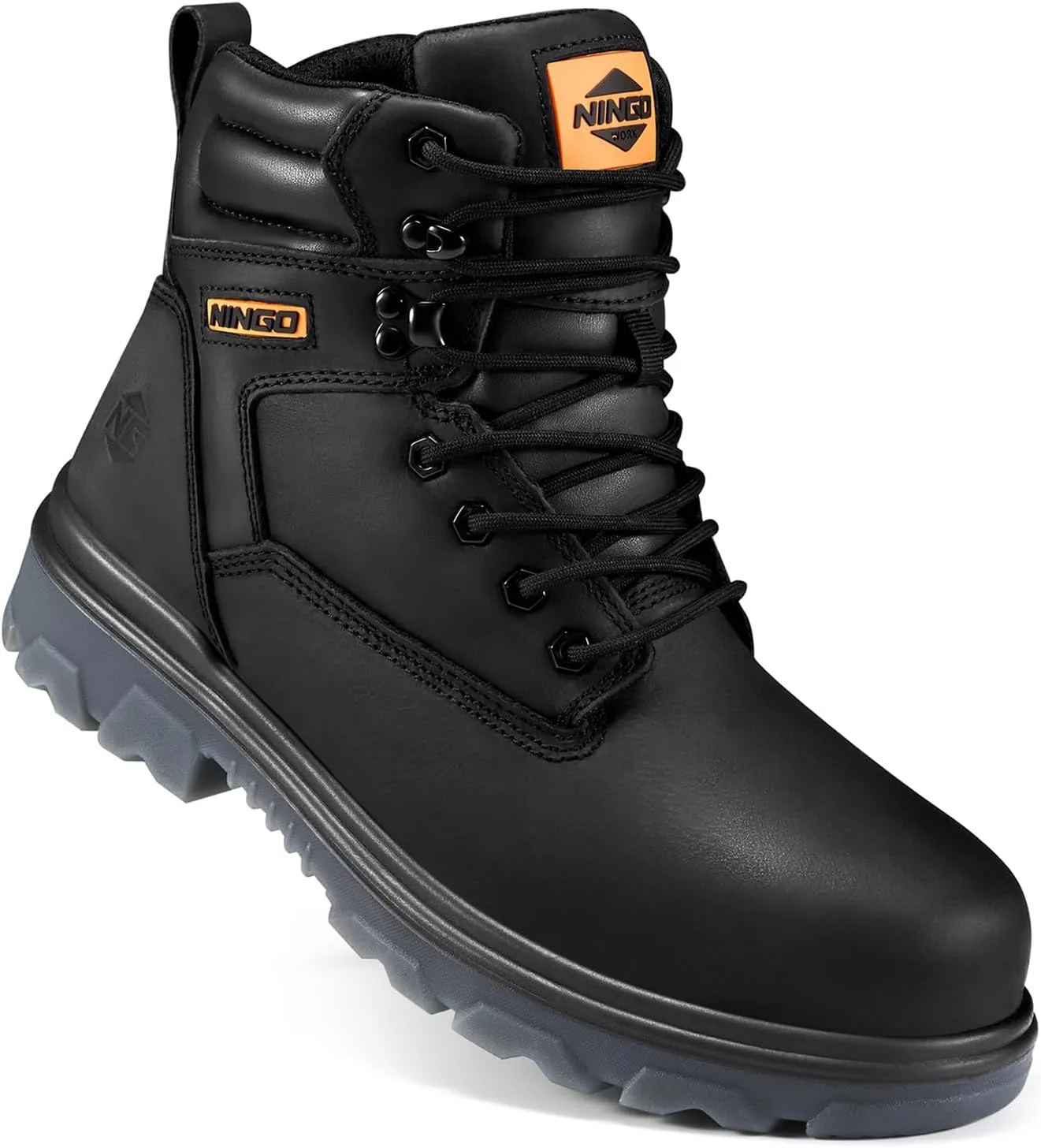 NINGO Work Boots for Men, Steel Toe Waterproof Boots with Puncture Proof, Oil & Slip Resistant, Comfortable Mens Construction Boot with EH Protection, Leather Shoes for Industrial