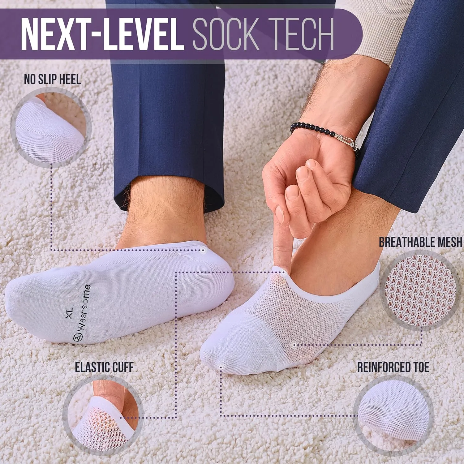 No Show Socks Men & Women - Non Slip Short Socks Low Cut Ankle No See Invisible in Loafer Sneaker Boat, 6 Pack