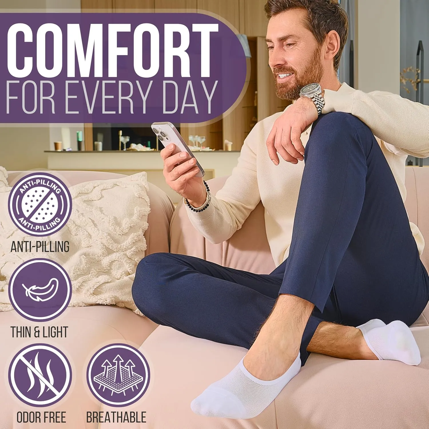 No Show Socks Men & Women - Non Slip Short Socks Low Cut Ankle No See Invisible in Loafer Sneaker Boat, 6 Pack