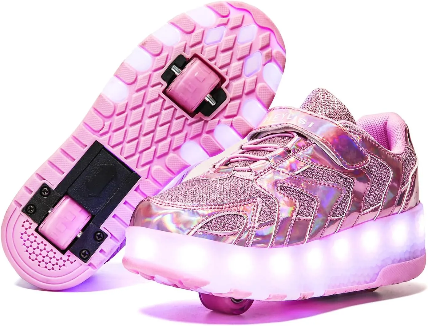 Nsasy Kids Roller Shoes Boy Girl Sneakers with Wheels Become Sport Sneaker with Led for Christmas Birthday Children Show Gift