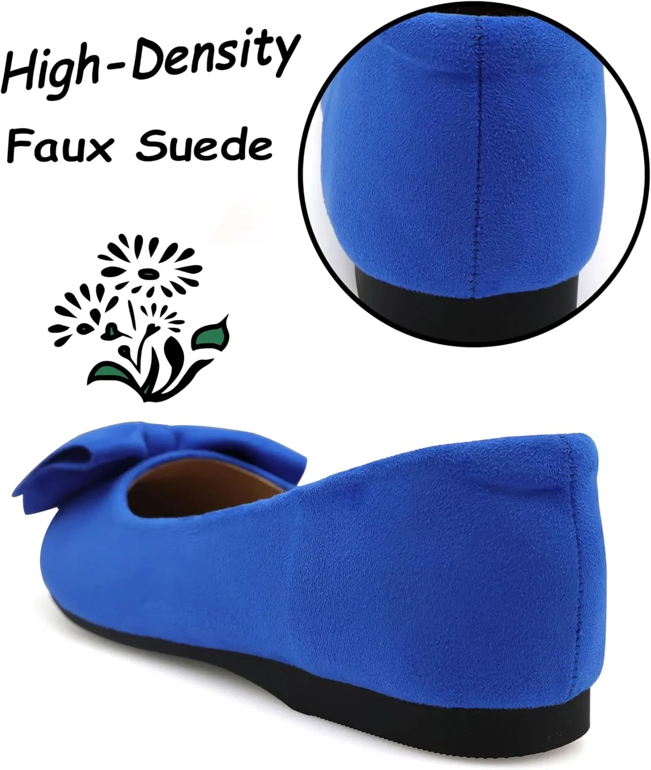 ODORHEISAYO Women's Dress Shoes for Women Office Shoes, Suede Ballet Flats Shoes Dressy, Casual Bows Flats for Women, Soft Slip ons Womens Shoes Dressy for Holiday Wedding Work Party
