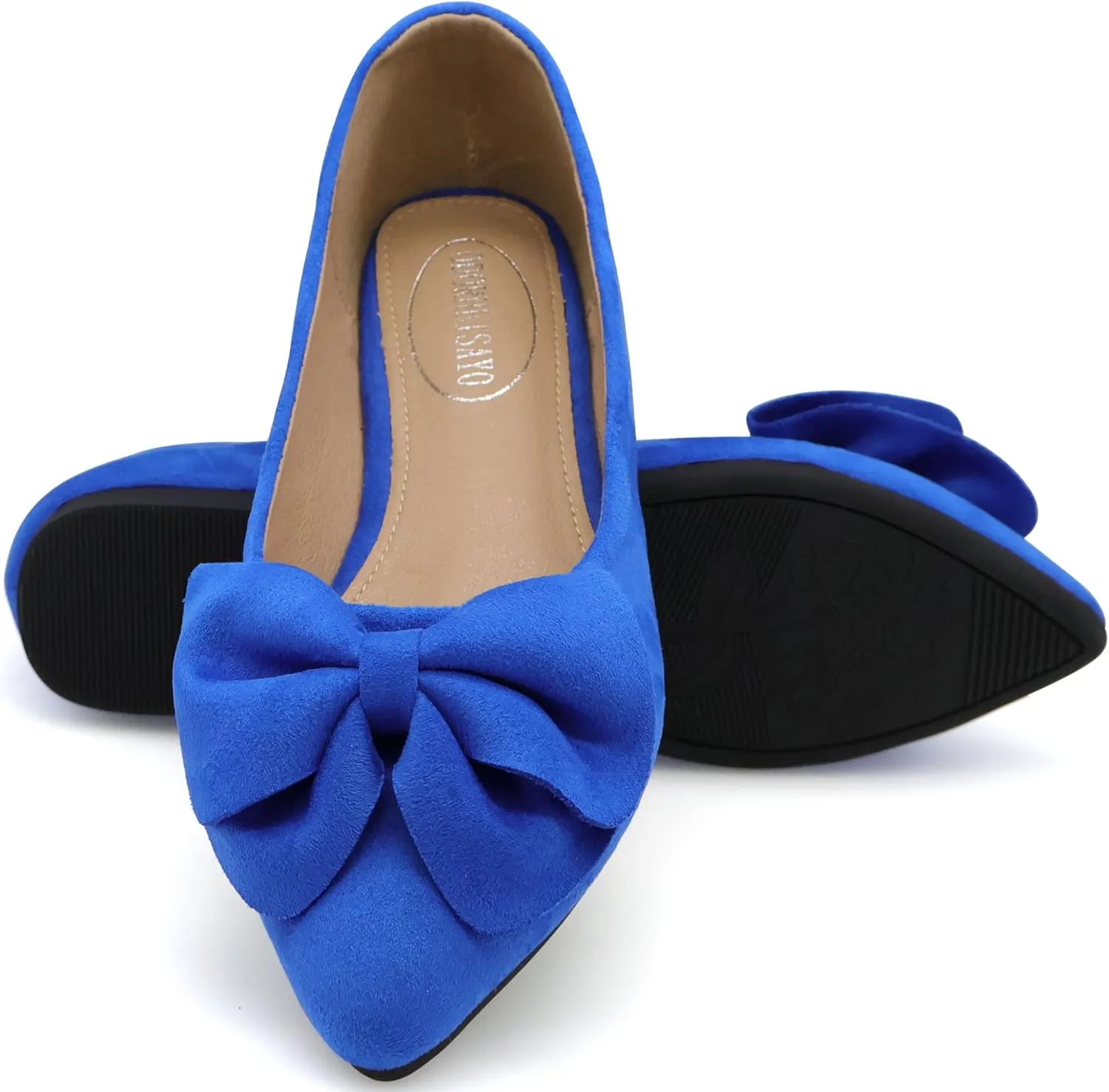 ODORHEISAYO Women's Dress Shoes for Women Office Shoes, Suede Ballet Flats Shoes Dressy, Casual Bows Flats for Women, Soft Slip ons Womens Shoes Dressy for Holiday Wedding Work Party