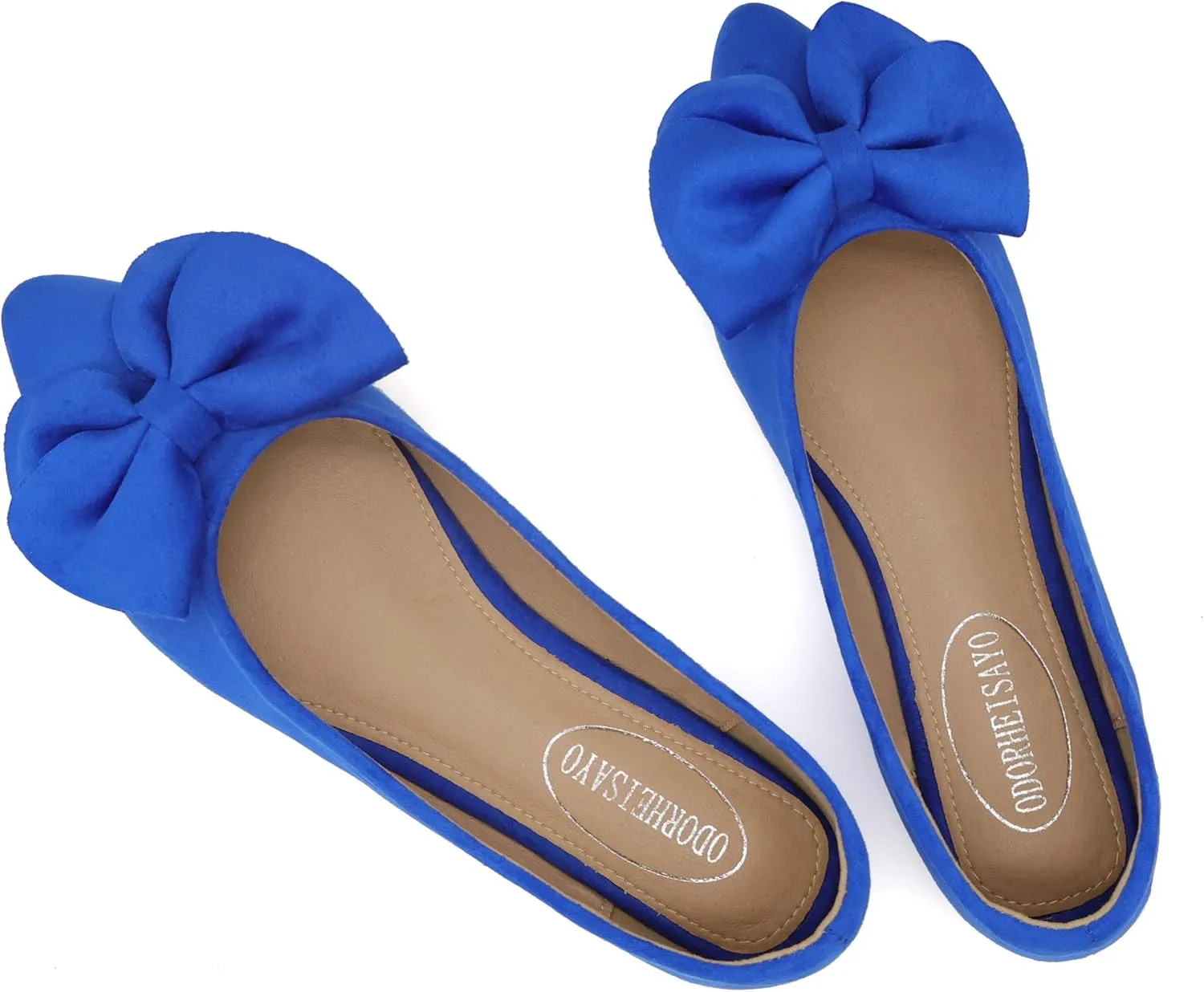 ODORHEISAYO Women's Dress Shoes for Women Office Shoes, Suede Ballet Flats Shoes Dressy, Casual Bows Flats for Women, Soft Slip ons Womens Shoes Dressy for Holiday Wedding Work Party