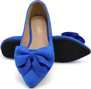 ODORHEISAYO Women's Dress Shoes for Women Office Shoes, Suede Ballet Flats Shoes Dressy, Casual Bows Flats for Women, Soft Slip ons Womens Shoes Dressy for Holiday Wedding Work Party