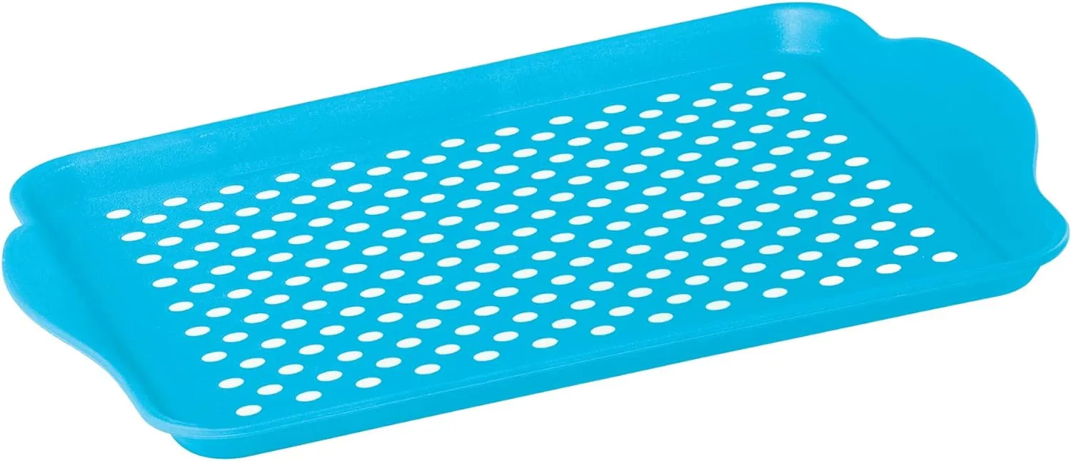 OGGI Anti Slip Serving Tray with Handles- Blue Rectangle Serving Tray - Ideal for Eating, Breakfast, Food Tray, Appetizer, Serving