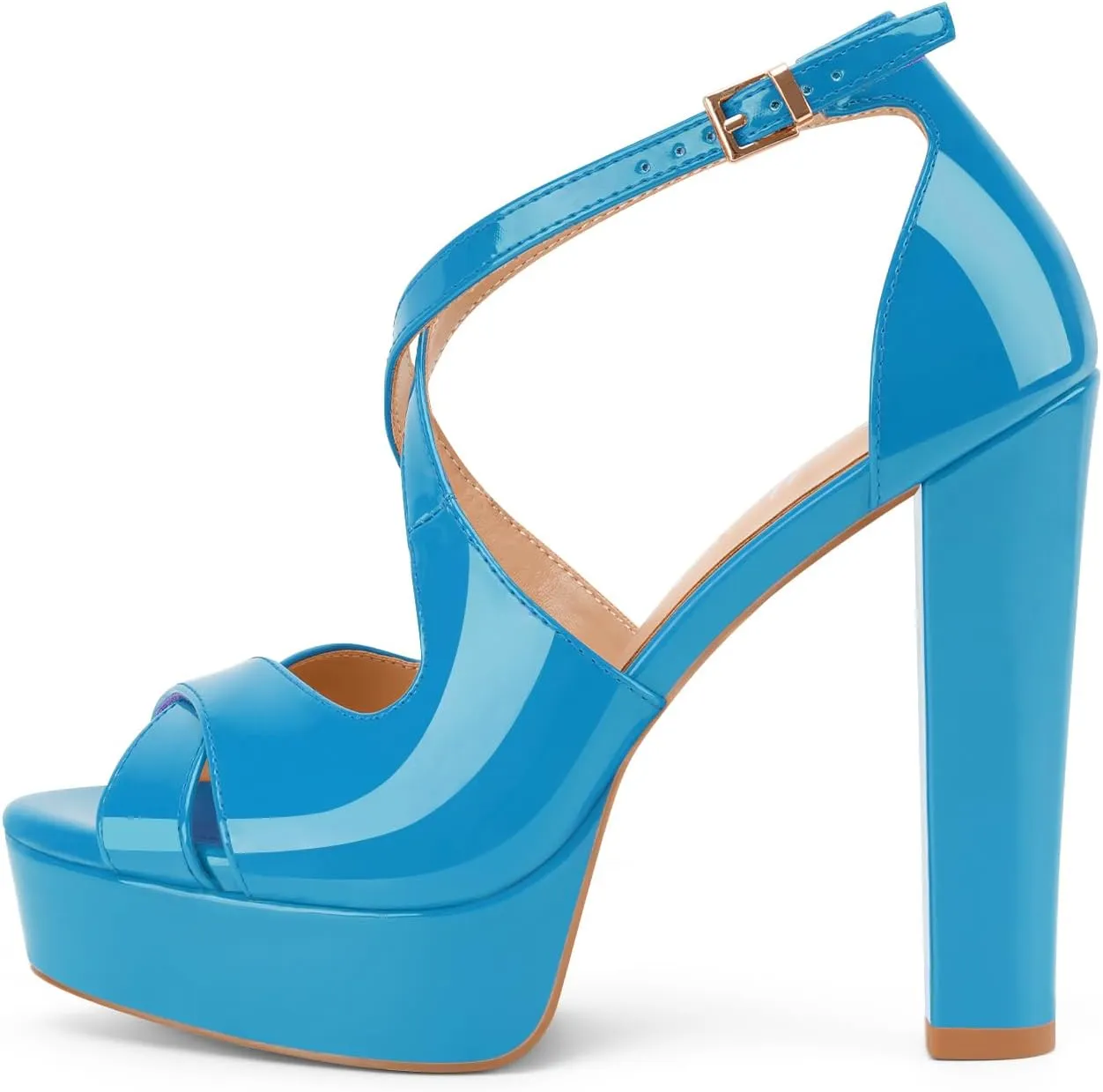 Oh Mispares Wome's Chunky Block High Heel Platform Sandals Peep Toe Sexy Crisscross Strappy Heels for Women Ankle Strap Dress Shoes for Wedding Party Evening Summer