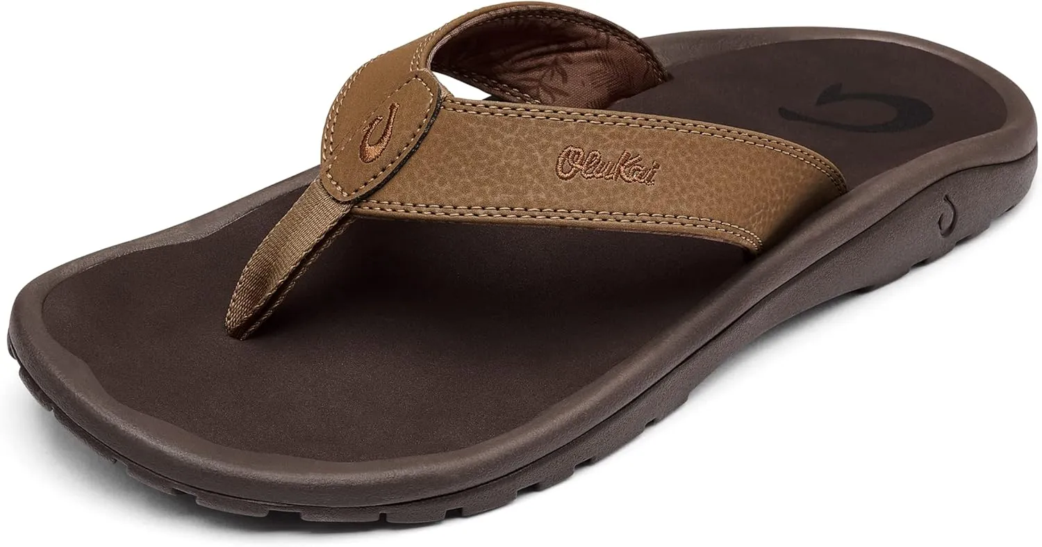 OLUKAI Ohana Men's Beach Sandals, Water Resistant Flip Flops, Arch Support & Comfort Fit, Lightweight & Durable, Enhanced Grip & Traction