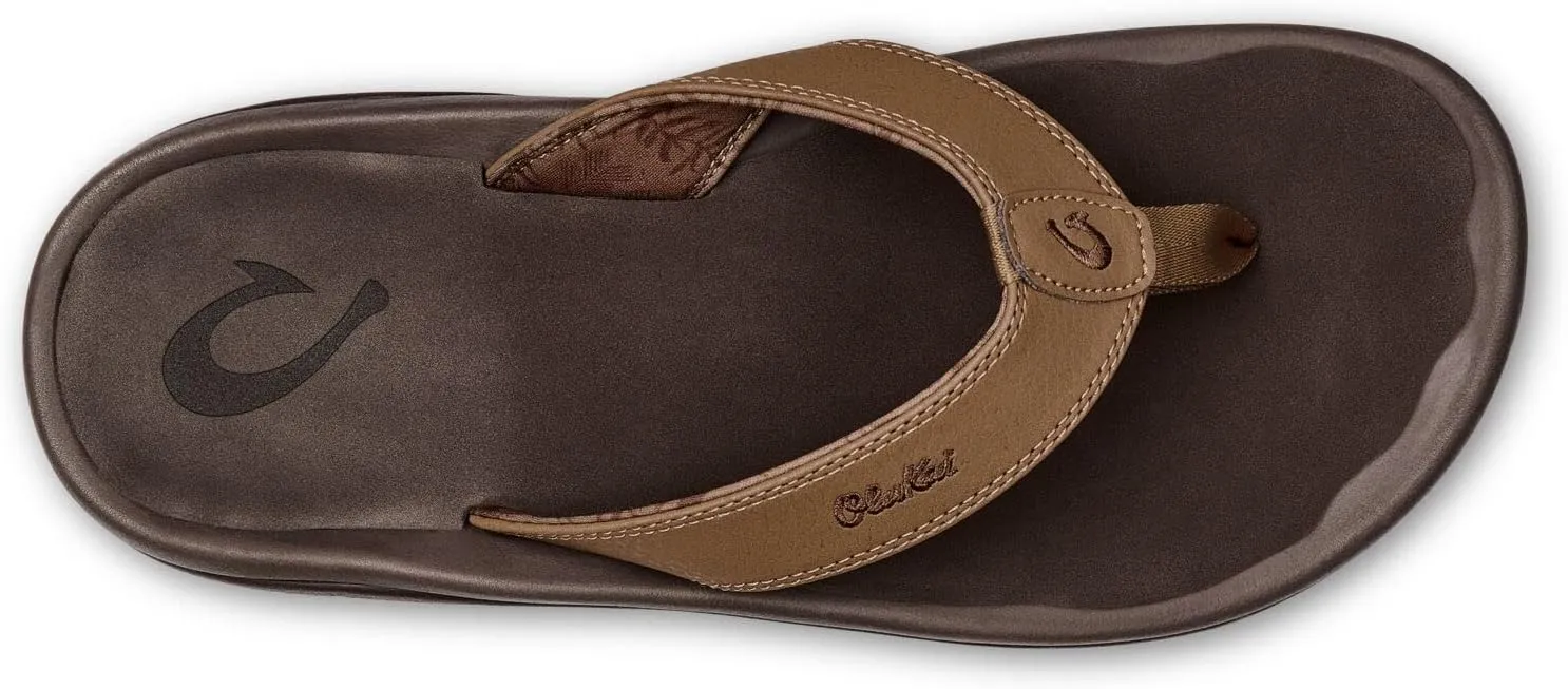 OLUKAI Ohana Men's Beach Sandals, Water Resistant Flip Flops, Arch Support & Comfort Fit, Lightweight & Durable, Enhanced Grip & Traction