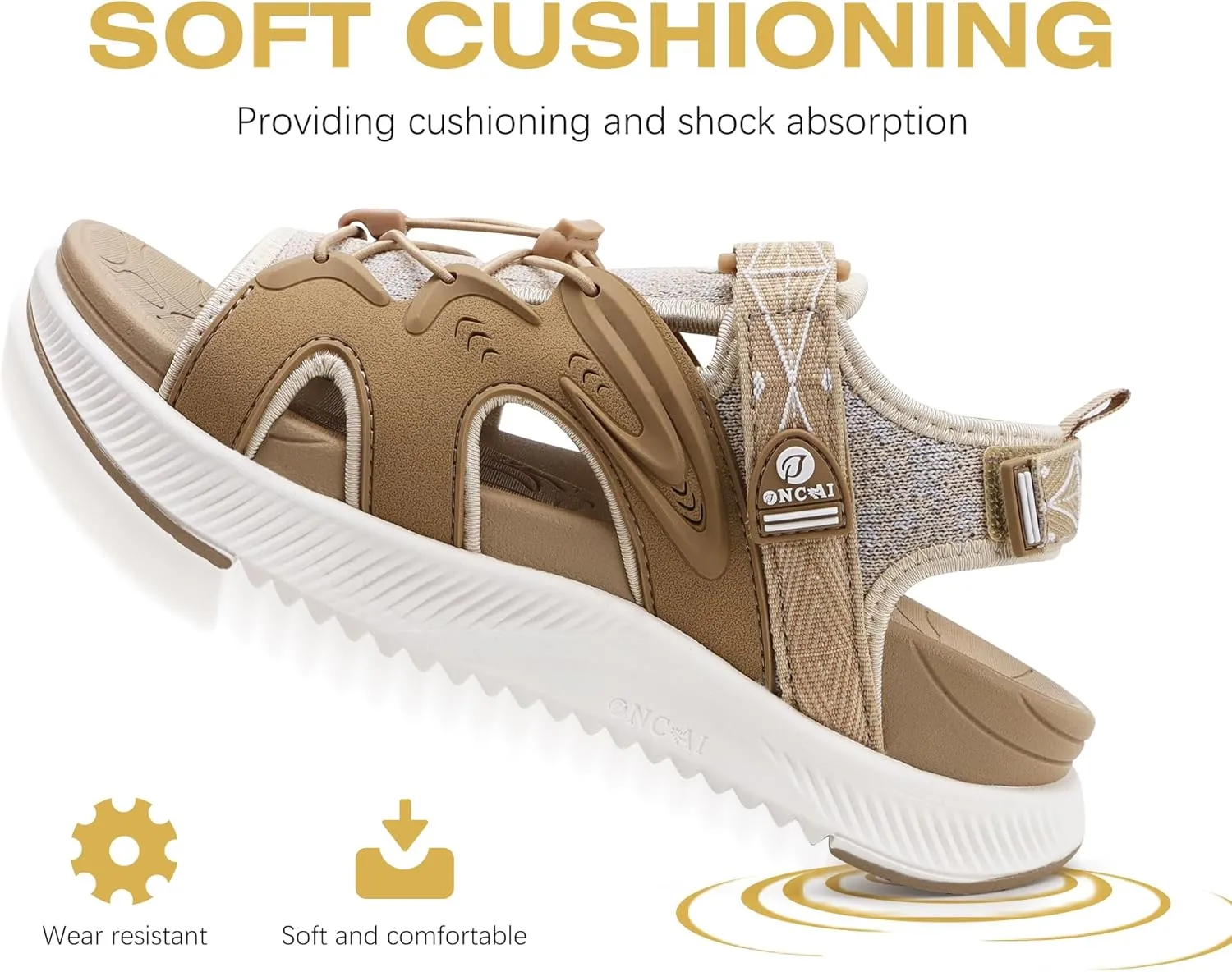 ONCAI Walking Sandals for Women,Sport Athletic Hiking Sandals With Arch Support Orthotic Outdoor Footbed for Plantar Fasciitis, Sandalias Mujer with Adjustable Straps (US Size 6-12)