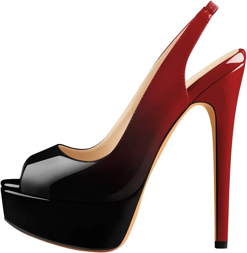 Open Peep Toe Platform High Stiletto Heels Slingback Sandals