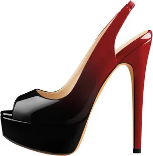 Open Peep Toe Platform High Stiletto Heels Slingback Sandals