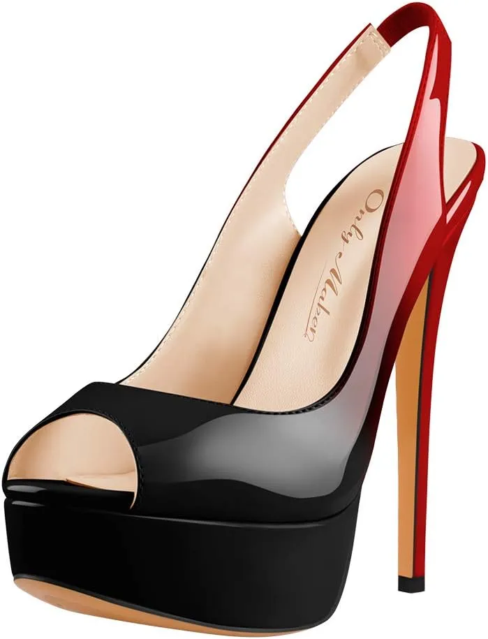 Open Peep Toe Platform High Stiletto Heels Slingback Sandals