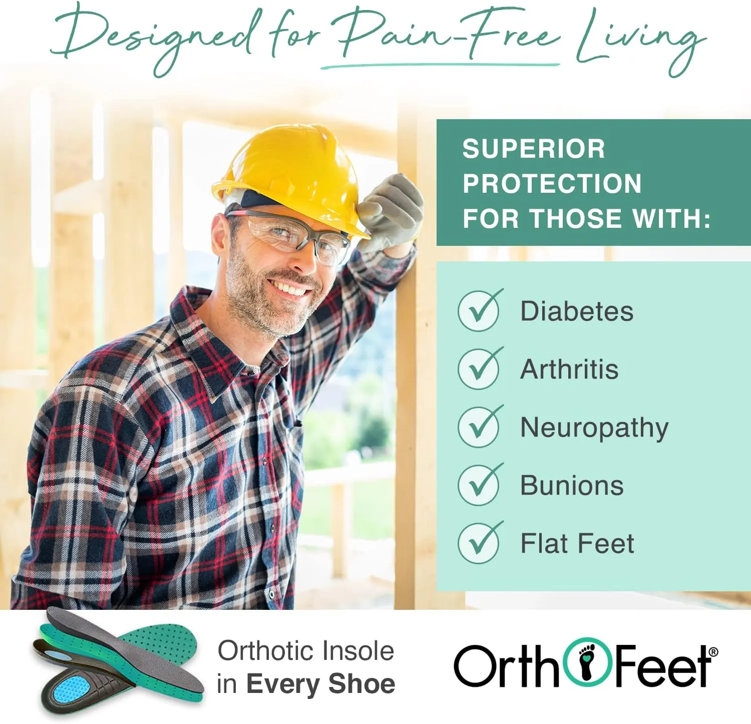 Orthofeet Men's Orthopedic Leather Granite Waterproof Work Boots