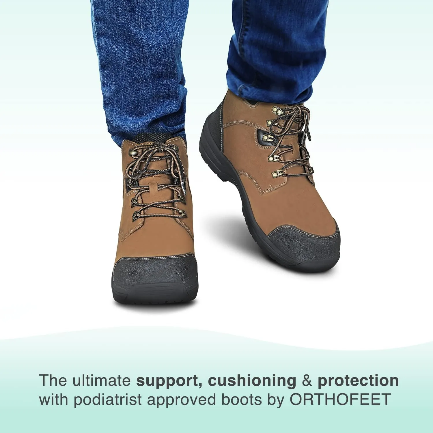 Orthofeet Men's Orthopedic Leather Granite Waterproof Work Boots