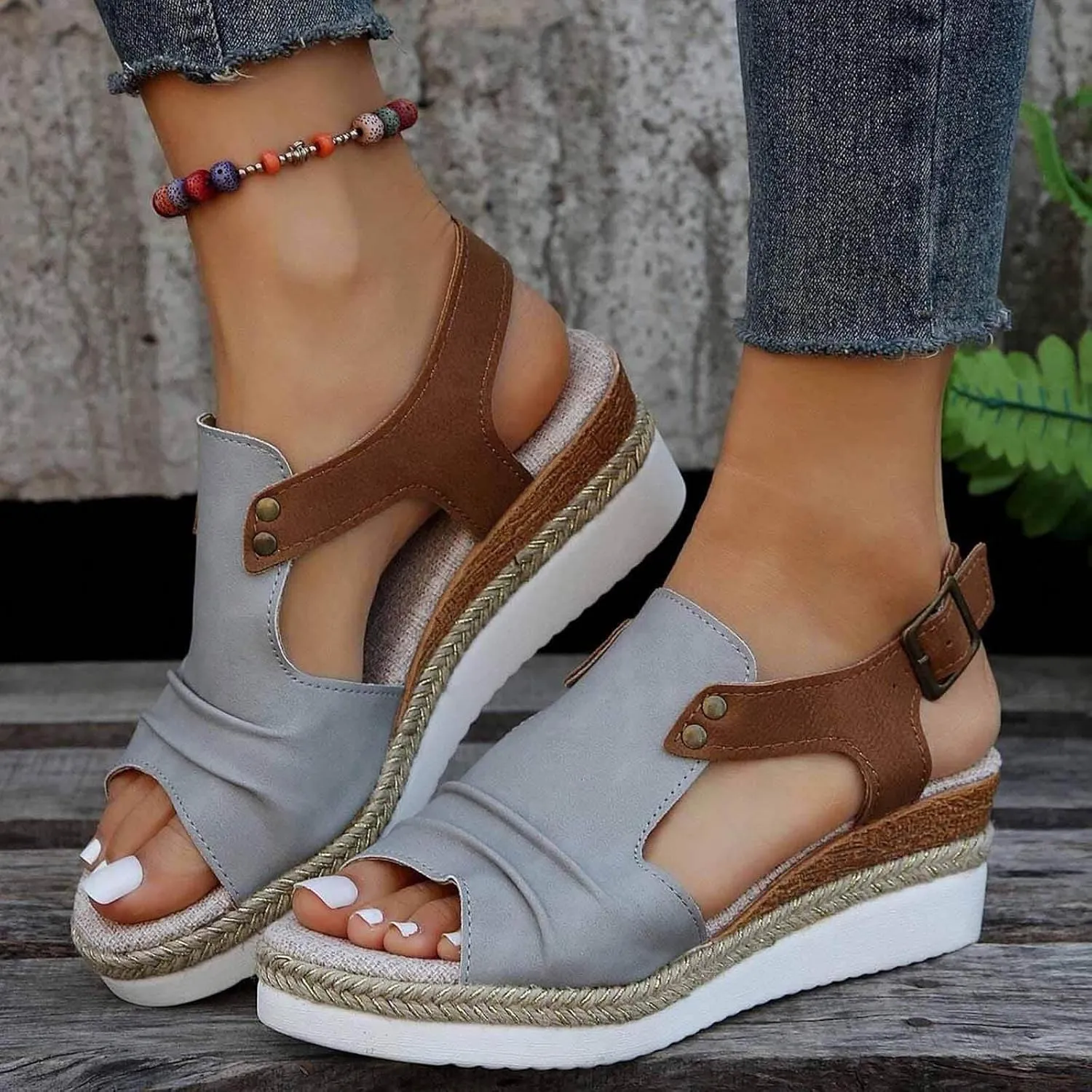 Orthopedic Platform Wedge Sandals for Women Espadrille Platform Wedge for Summer Dressy Slip on Heels Open Toe Ankle Strap Sandal Comfortable Walking Casual Beach Shoes 2025 Vacation