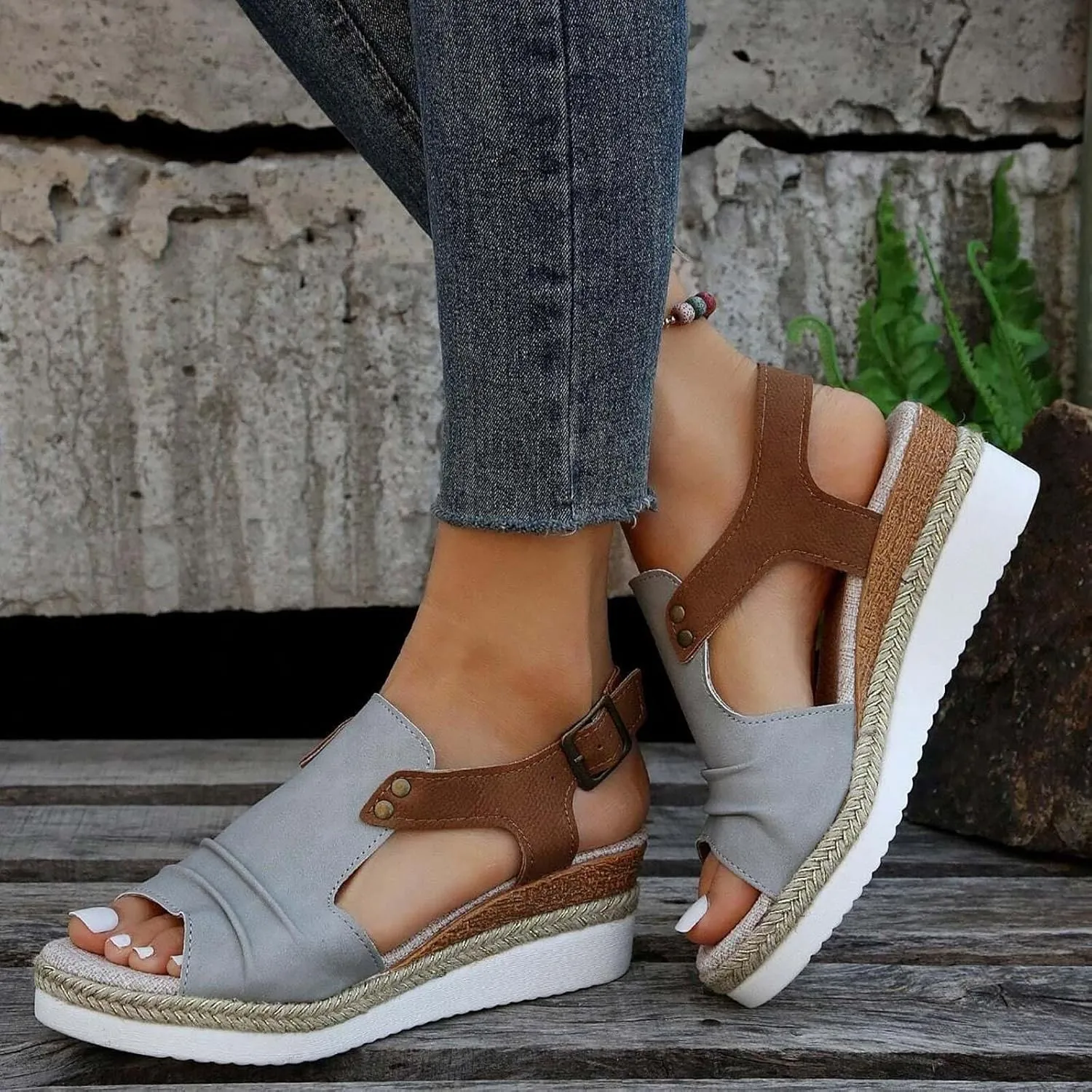Orthopedic Platform Wedge Sandals for Women Espadrille Platform Wedge for Summer Dressy Slip on Heels Open Toe Ankle Strap Sandal Comfortable Walking Casual Beach Shoes 2025 Vacation