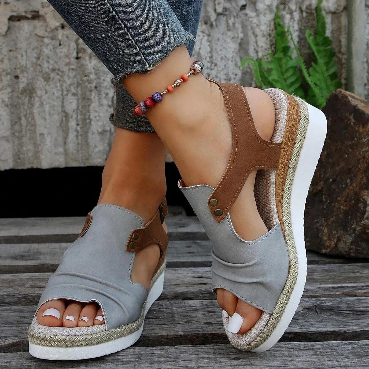 Orthopedic Platform Wedge Sandals for Women Espadrille Platform Wedge for Summer Dressy Slip on Heels Open Toe Ankle Strap Sandal Comfortable Walking Casual Beach Shoes 2025 Vacation