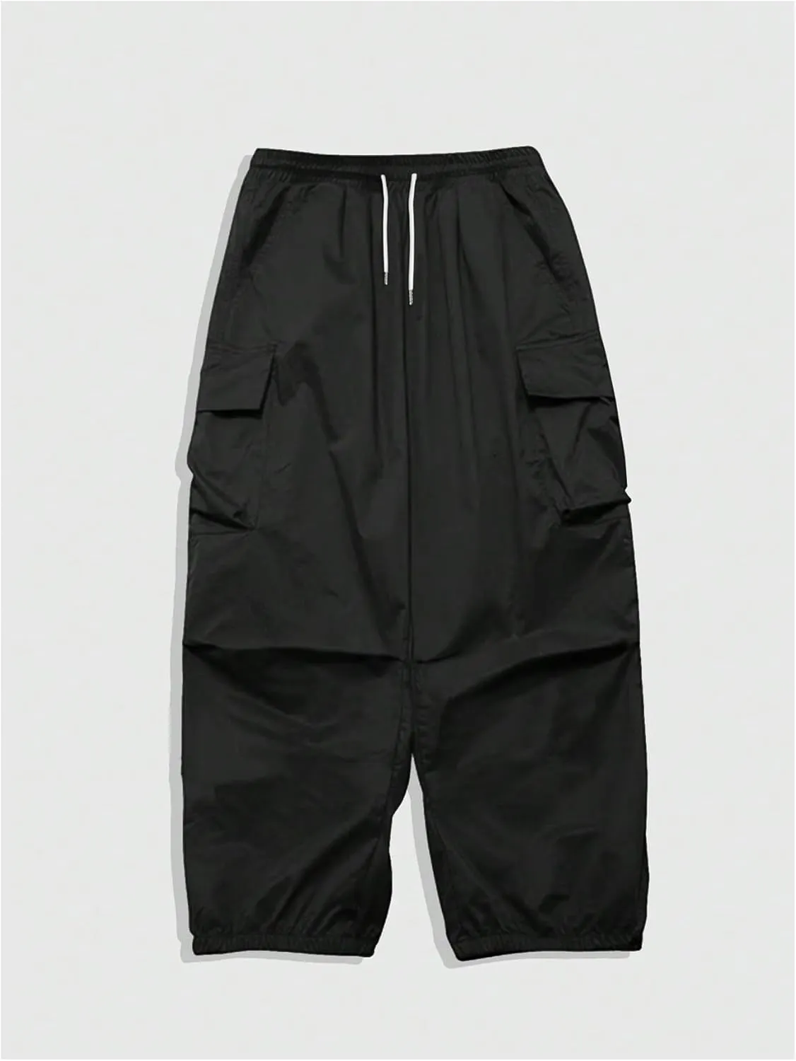 OYOANGLE Men's Baggy Cargo Pants Elastic Drawstring Waist Flap Pocket Y2K Hip Hop Trousers