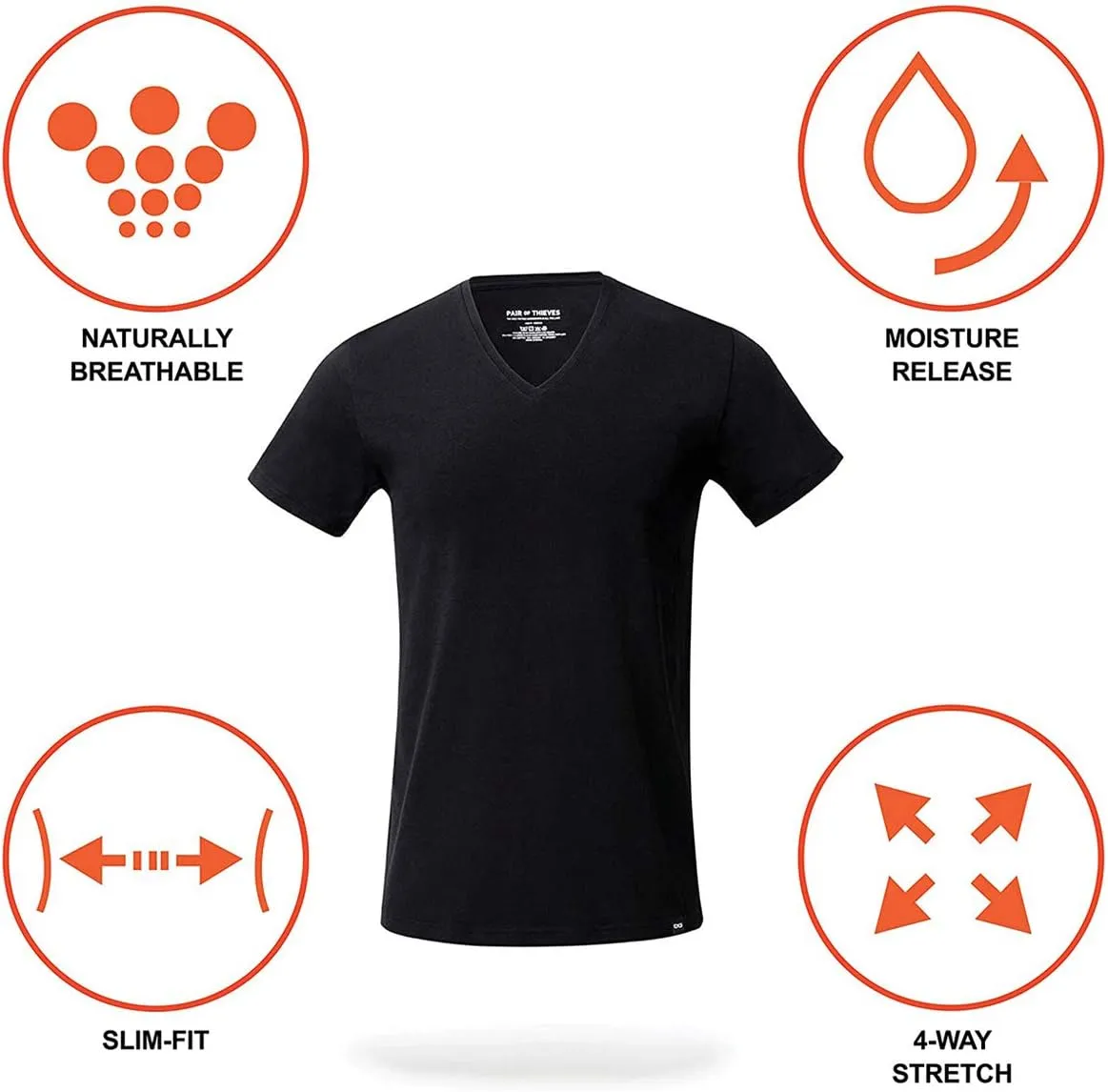 Pair of Thieves 3-Pack Slim Fit V-Neck T-Shirts for Men - Super Soft Tagless V Neck T-Shirts for Men, Multipack Tees