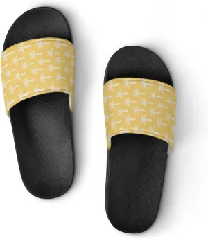 Palm Tree Tropical Summer Botanical Mustard Sandals Shower Men's Sandals Bathroom Slippers Non-Slip Indoor Home House Beach Shoes