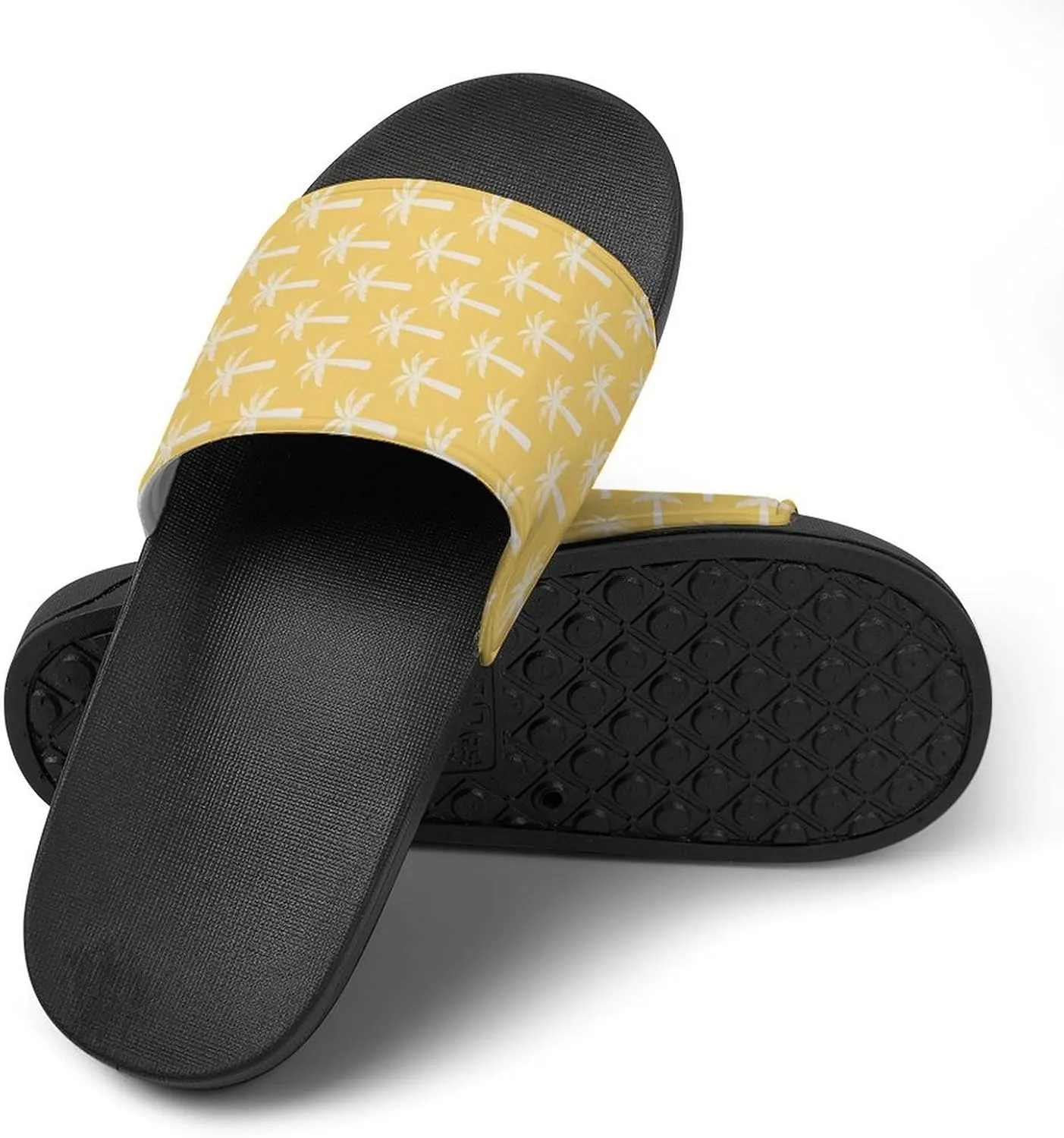 Palm Tree Tropical Summer Botanical Mustard Sandals Shower Men's Sandals Bathroom Slippers Non-Slip Indoor Home House Beach Shoes