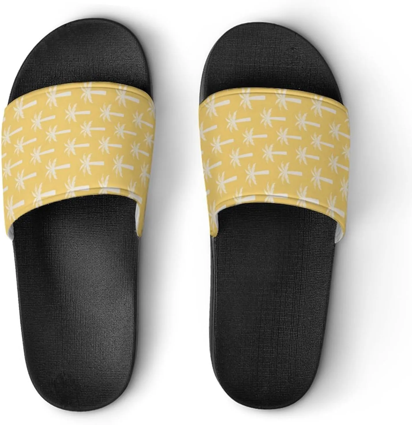Palm Tree Tropical Summer Botanical Mustard Sandals Shower Men's Sandals Bathroom Slippers Non-Slip Indoor Home House Beach Shoes
