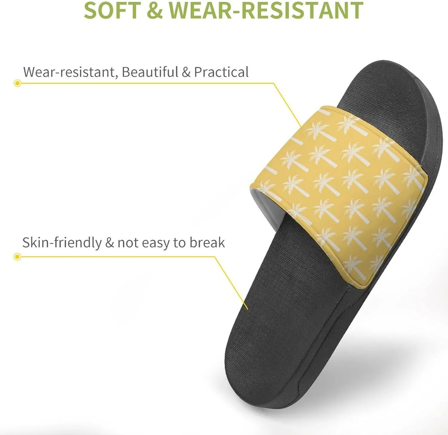 Palm Tree Tropical Summer Botanical Mustard Sandals Shower Men's Sandals Bathroom Slippers Non-Slip Indoor Home House Beach Shoes