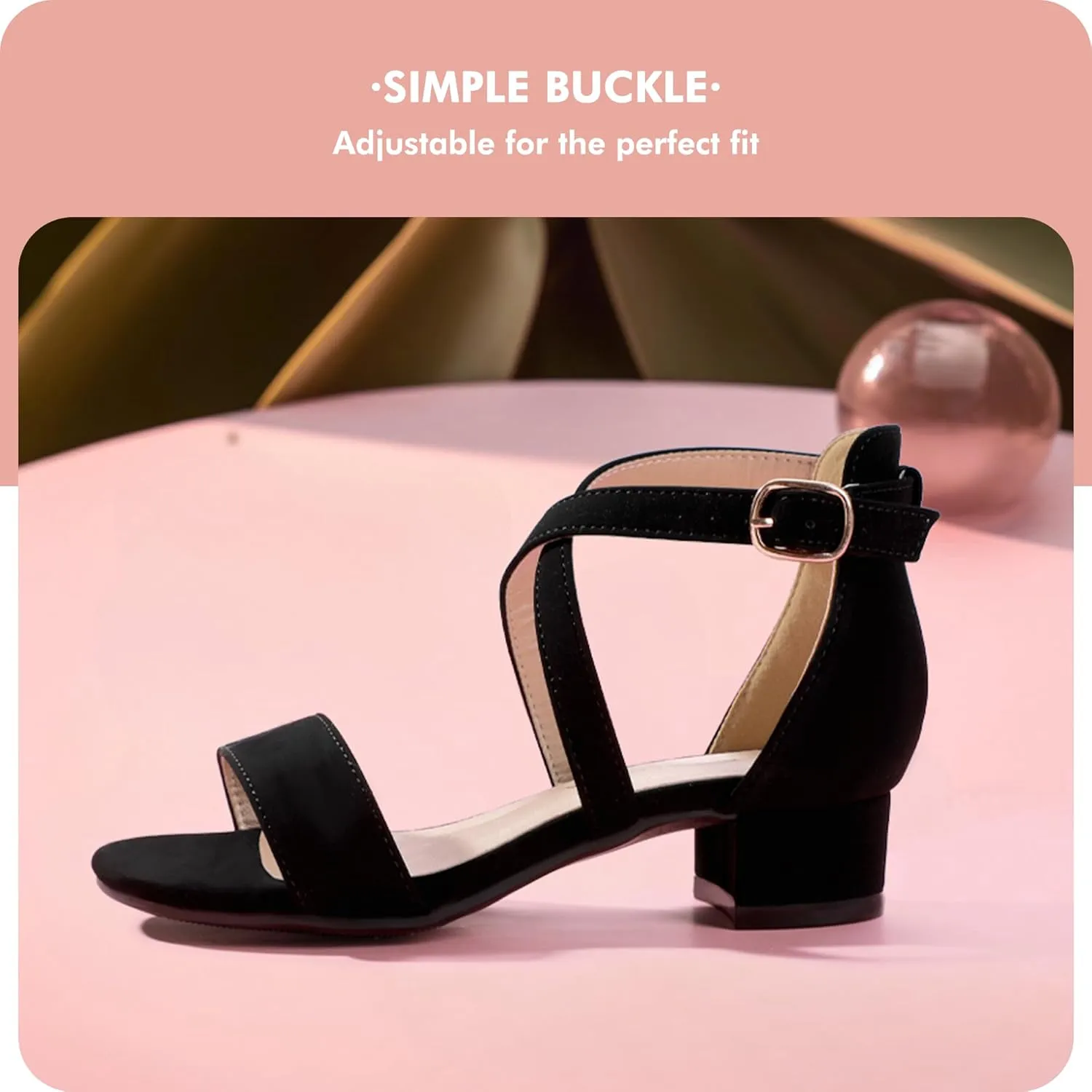 PANDANINJIA Girls Dress Shoes Toddler Kids Heels Sandals Ankle Strap Wedding Party Phoebe Flower Girl Shoes