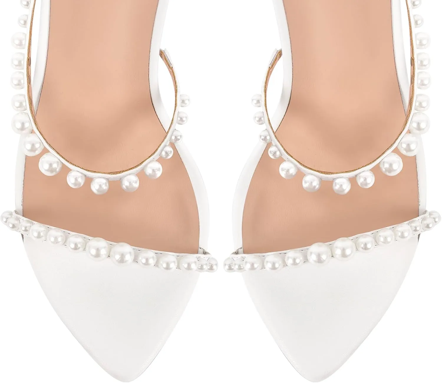 Pearls Stiletto High Heels Pointed Toe Heeled Sandals Strappy Heels Women Sexy Sandals Dressy Shoes
