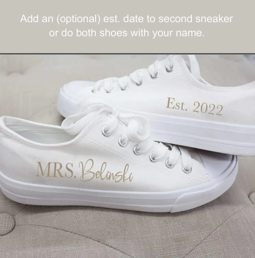 Personalized Bride Sneakers - Custom Bridal Sneakers, Monogrammed Wedding Shoes