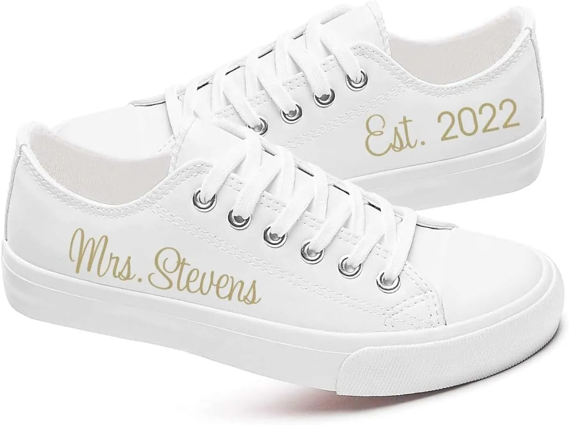 Personalized Bride Sneakers - Custom Bridal Sneakers, Monogrammed Wedding Shoes