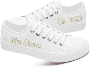 Personalized Bride Sneakers - Custom Bridal Sneakers, Monogrammed Wedding Shoes