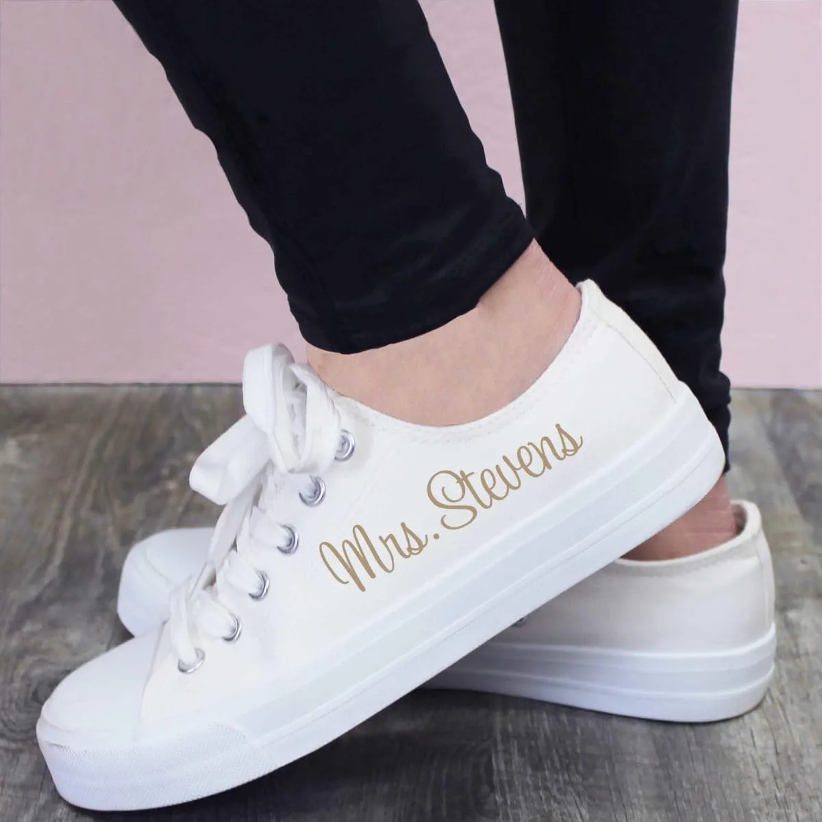 Personalized Bride Sneakers - Custom Bridal Sneakers, Monogrammed Wedding Shoes