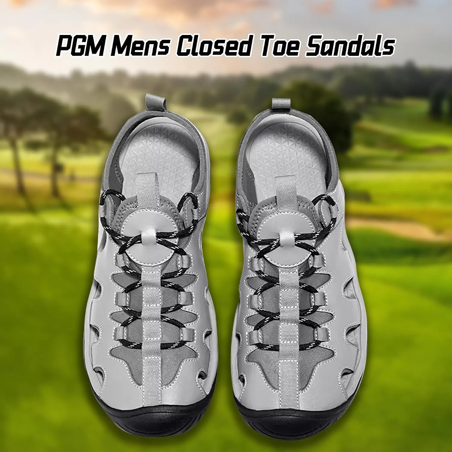 PGM Men's Golf Sandals, Lightweight Spiked Sport Sandals for Men, Comfortable & Breathable Casual Athletic Sandals, Anti-Slip Golf Walking Shoes for Outdoor, Protective Toe Caps