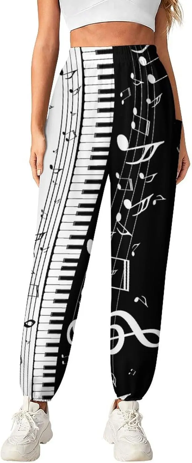 Piano Music Yoga Bloomers Womens Hippie Harem Pant Lantern Pants Elastic Gym Yoga Trousers Loose Casual Sweatpants