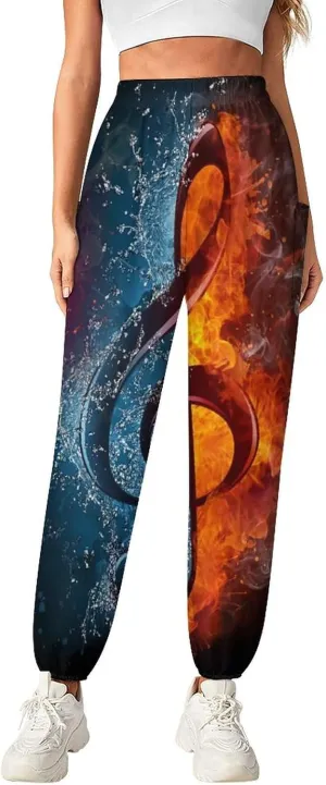 Piano Music Yoga Bloomers Womens Hippie Harem Pant Lantern Pants Elastic Gym Yoga Trousers Loose Casual Sweatpants