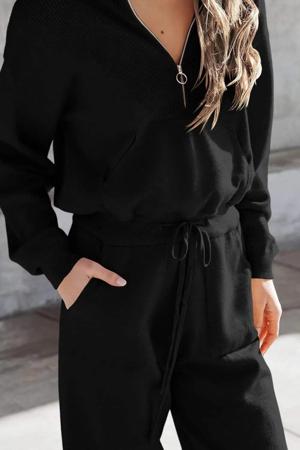 PRETTYGARDEN Women's 2 Piece Sweater Set Pullover Zip Up Sweatshirt Jogger Sweatpants Tracksuit Casual Outfit