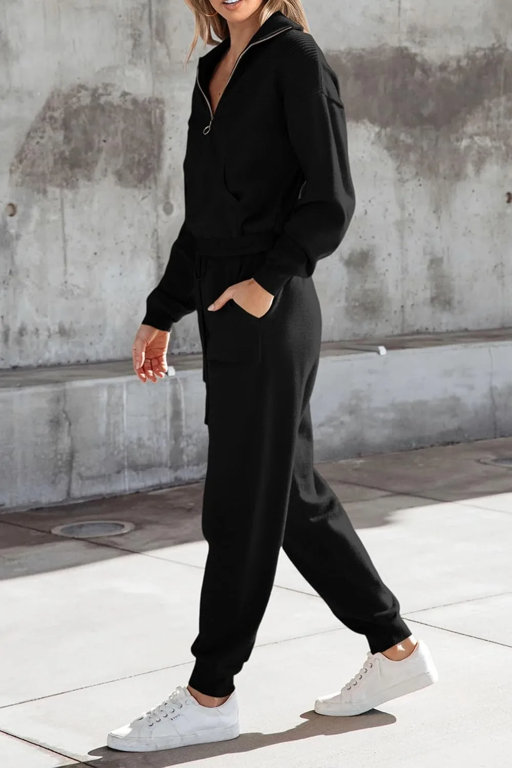 PRETTYGARDEN Women's 2 Piece Sweater Set Pullover Zip Up Sweatshirt Jogger Sweatpants Tracksuit Casual Outfit