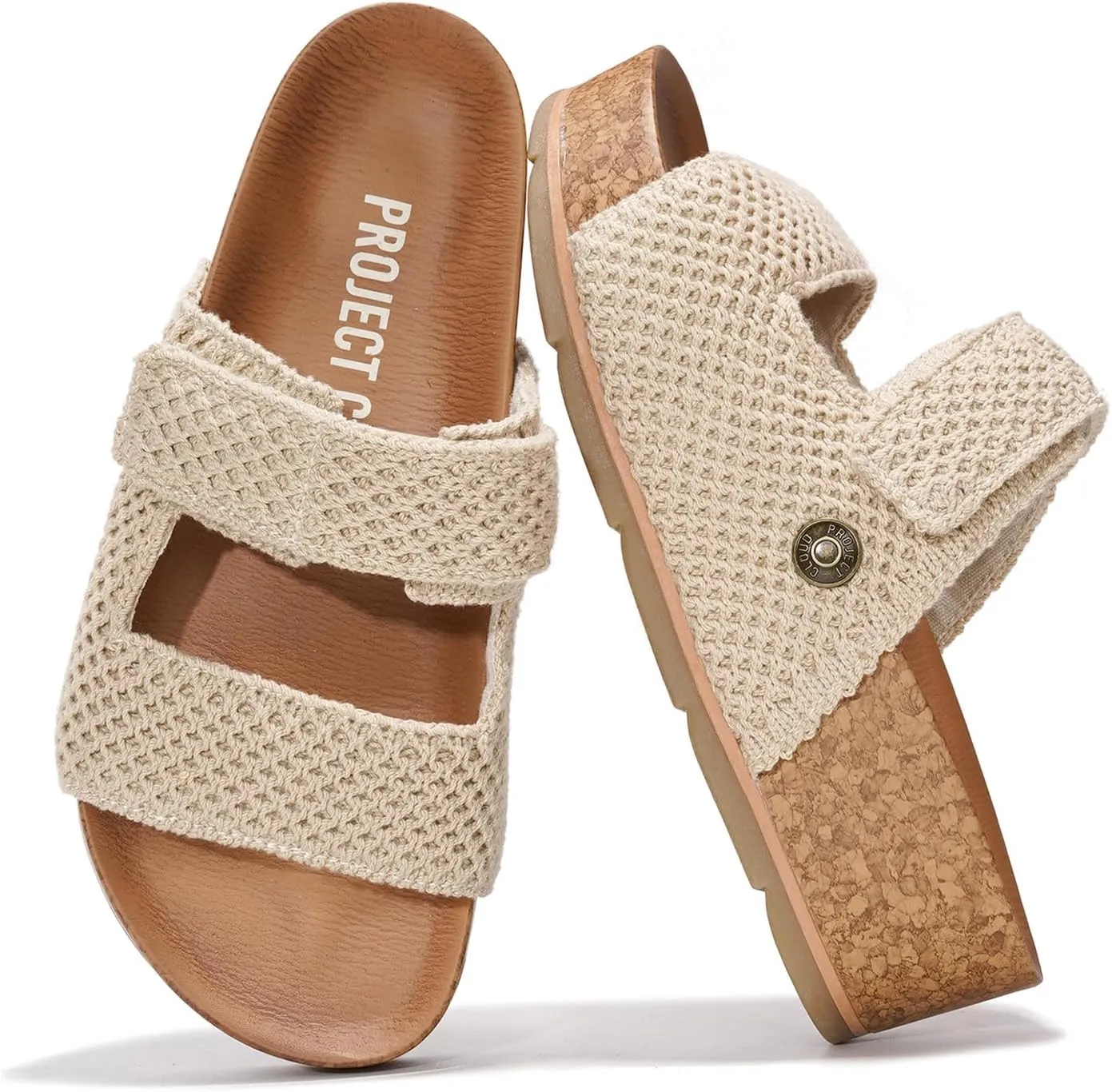 Project Cloud Genuine Leather Platform Sandals Women Footwear - Beach Summer Wedges with Comfortable Memory Foam Insole - Non Slip & Lightweight Wedge Sandals for Women 2025 (Pismo)