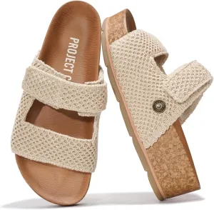 Project Cloud Genuine Leather Platform Sandals Women Footwear - Beach Summer Wedges with Comfortable Memory Foam Insole - Non Slip & Lightweight Wedge Sandals for Women 2025 (Pismo)