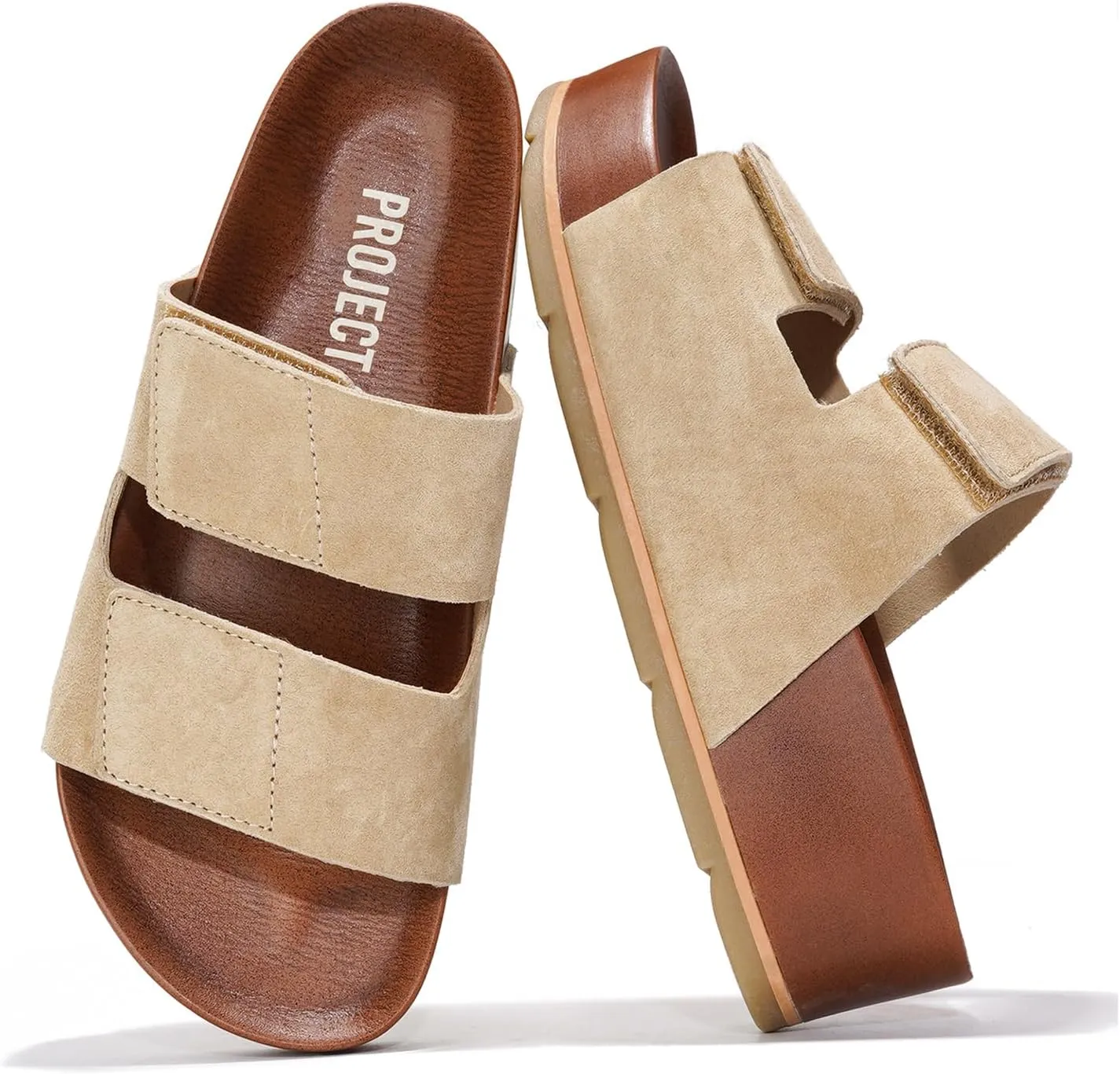 Project Cloud Platform Sandals Women Footwear - Genuine Leather Beach Summer Wedges with Comfortable Memory Foam Insole - Non Slip & Lightweight Wedge Sandals for Women 2025 (Pismo)